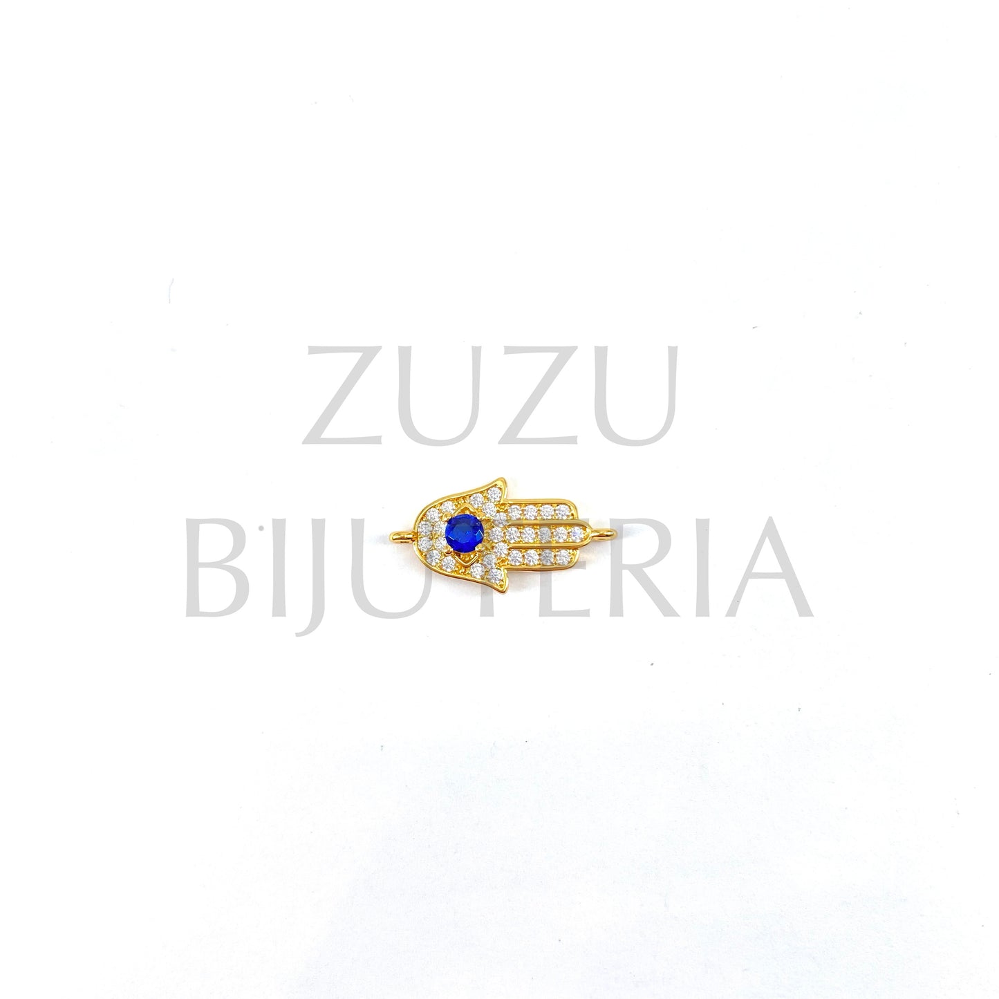 Pendant/Inset Hand Hamsa with Zirconia 23mm x 12mm - Brass