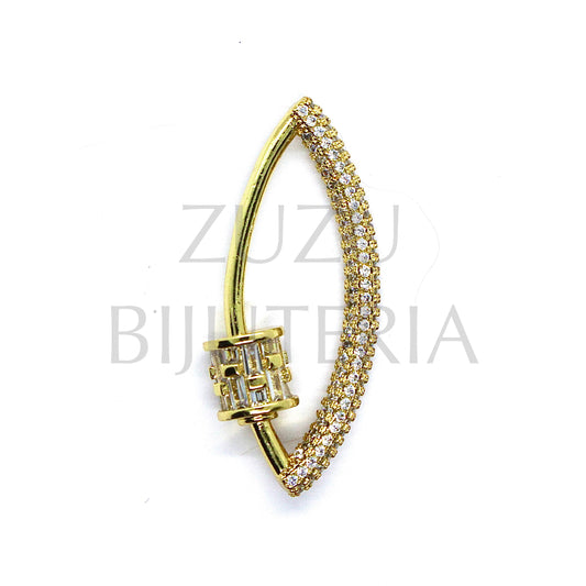 Pendant / Clasp with Zirconias - Brass Gold Plated