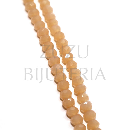 Faceted Faces 4mm (Hole 1mm) - Beige
