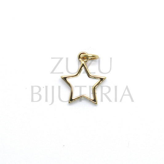 Star Pendant with White Paint 14mm x 11mm - Brass