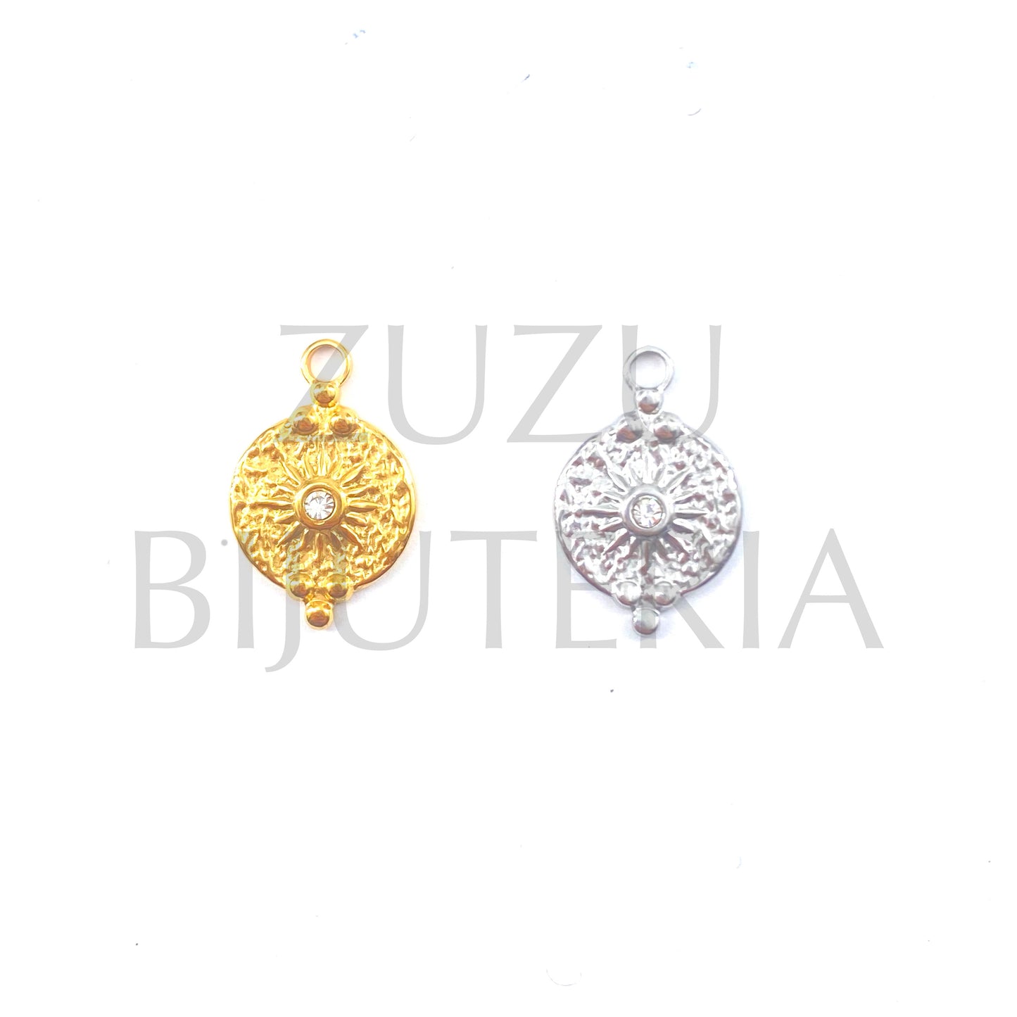 Flower Pendant with Zirconia 21mm x 17mm - Stainless Steel