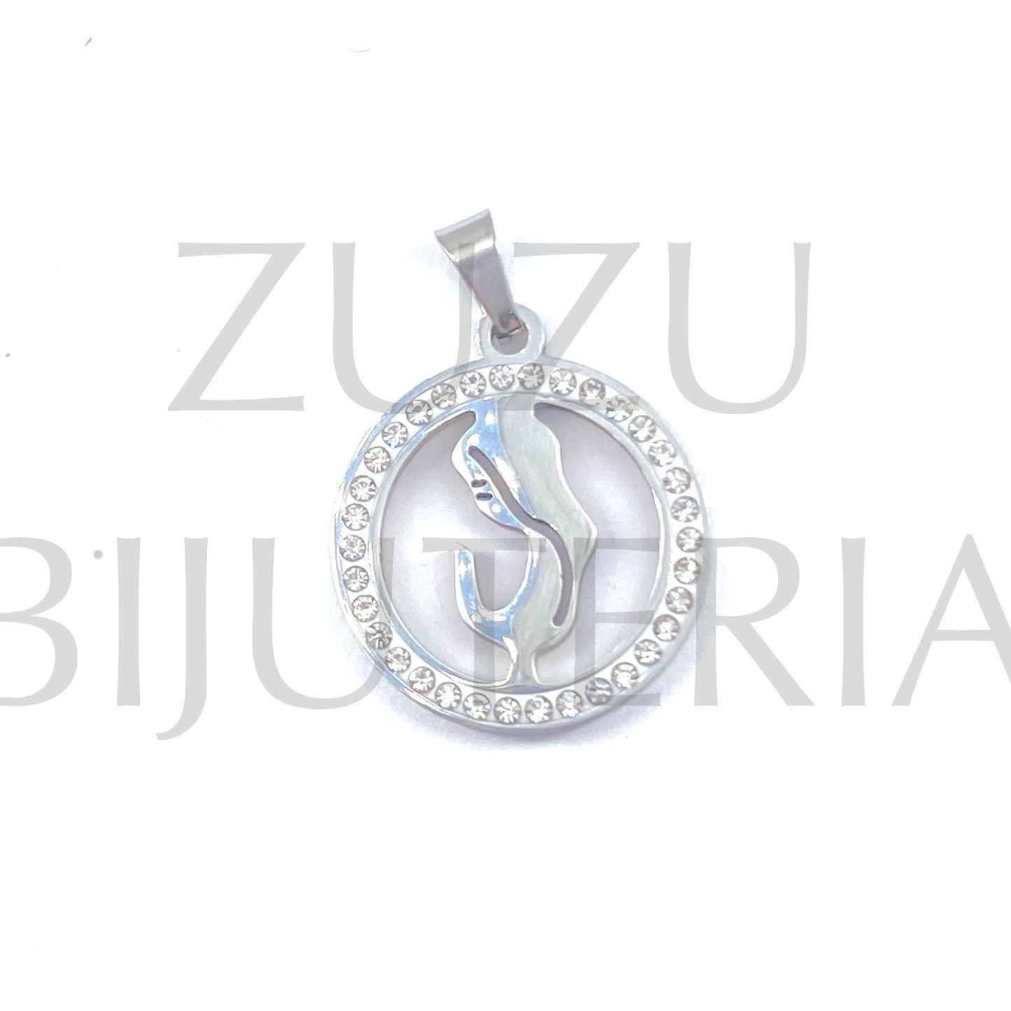 Our Lady Silver Pendant with Zirconia - Stainless Steel