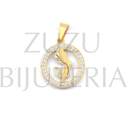 Pendente Nossa Senhora com Zirconias - Aço Inox