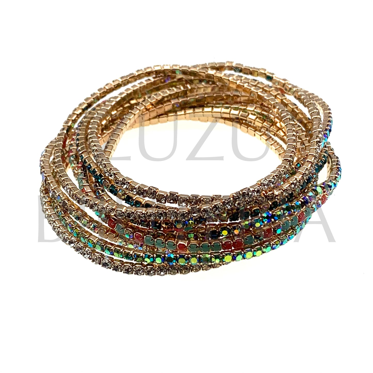 Conjunto de 10 Pulseiras de Zirconias (Elástico) Misturadas 2mm - Cobre