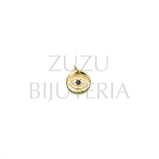 Eye Pendant with Zirconias 9mm - Brass