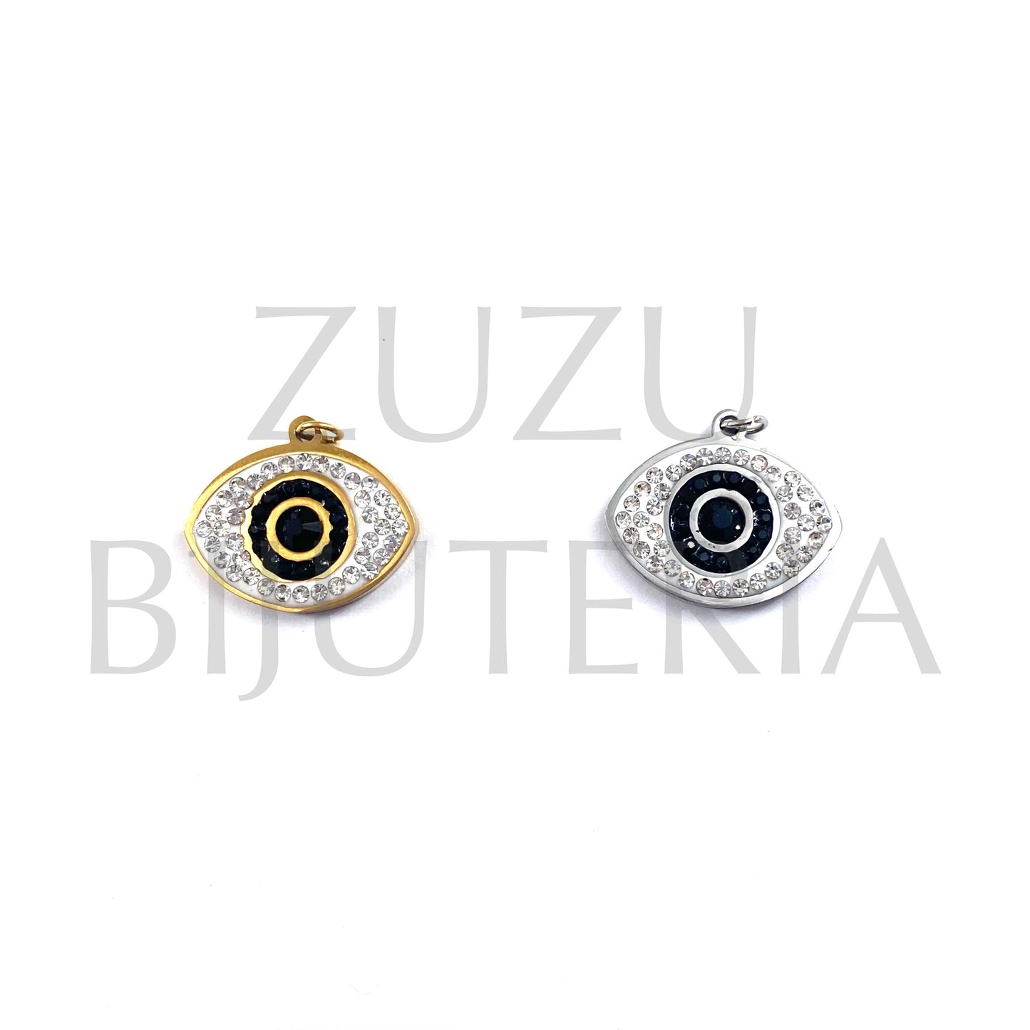 Pendant Eye with Zirconia 14mm x 19mm - Stainless Steel