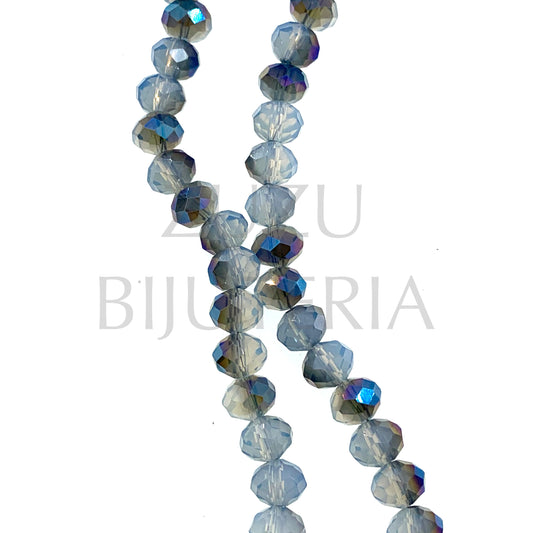 Faceted Crystals Row 8mm (1mm Hole) - Mirrored Gray (40cm)