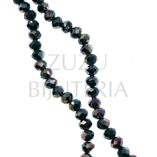 Faceted Crystals Row 8mm (1mm Hole) - Mirrored Black (40cm)