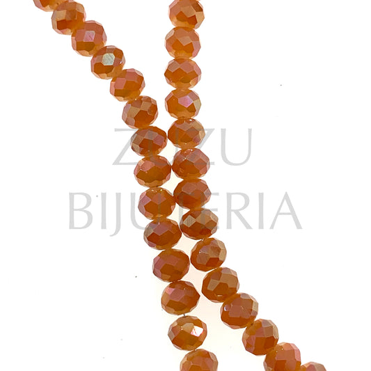 Faceted Crystal Row 8mm (1mm Hole) - Mirrored Orange (40cm)