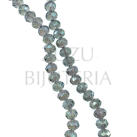 Faceted Crystals Row 8mm (1mm Hole) - Mirrored Gray (40cm)