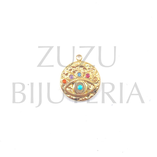 Eye Pendant with 15mm Zirconia - Stainless Steel