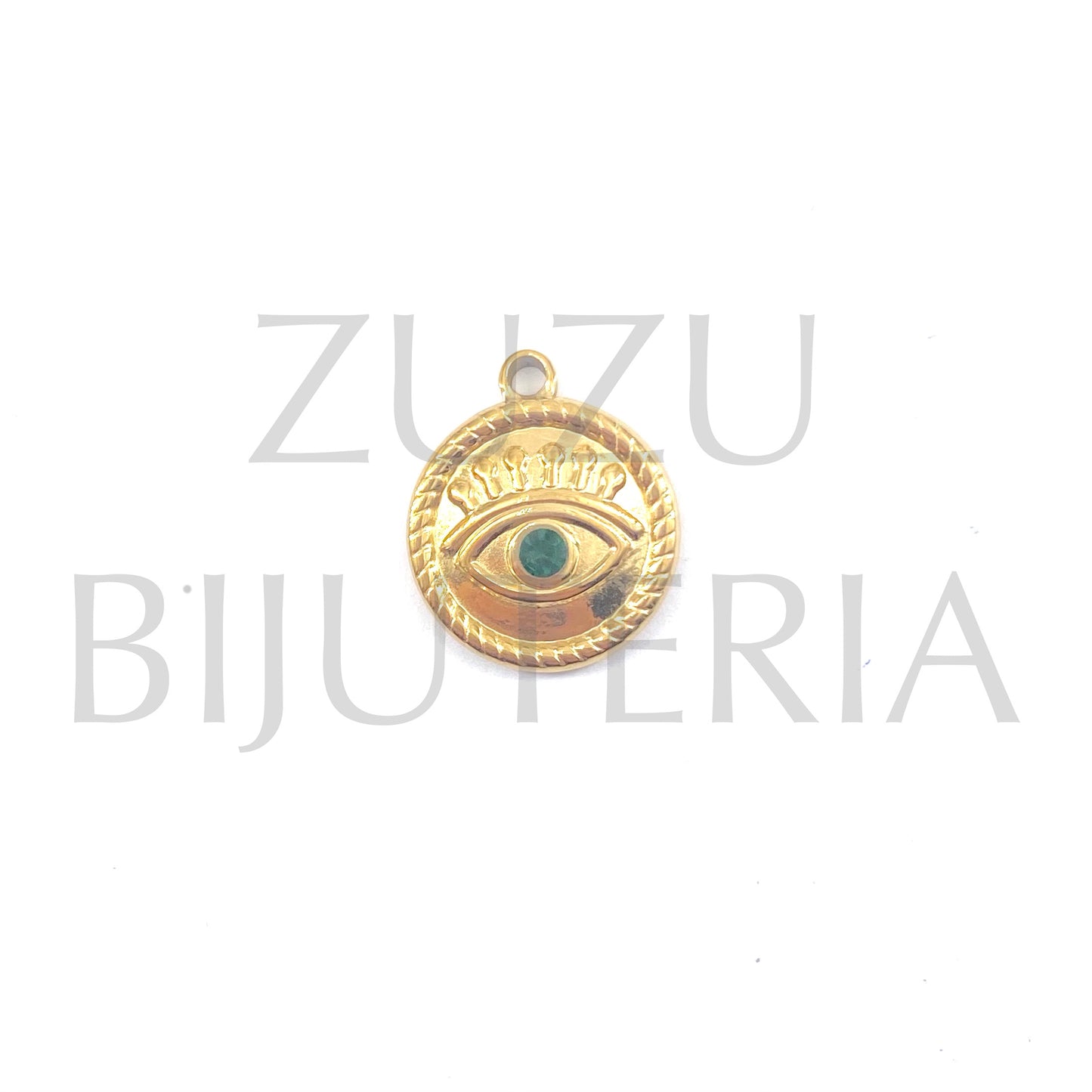 Eye Pendant with 15mm Zirconia - Stainless Steel