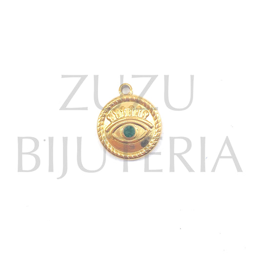 Eye Pendant with 15mm Zirconia - Stainless Steel