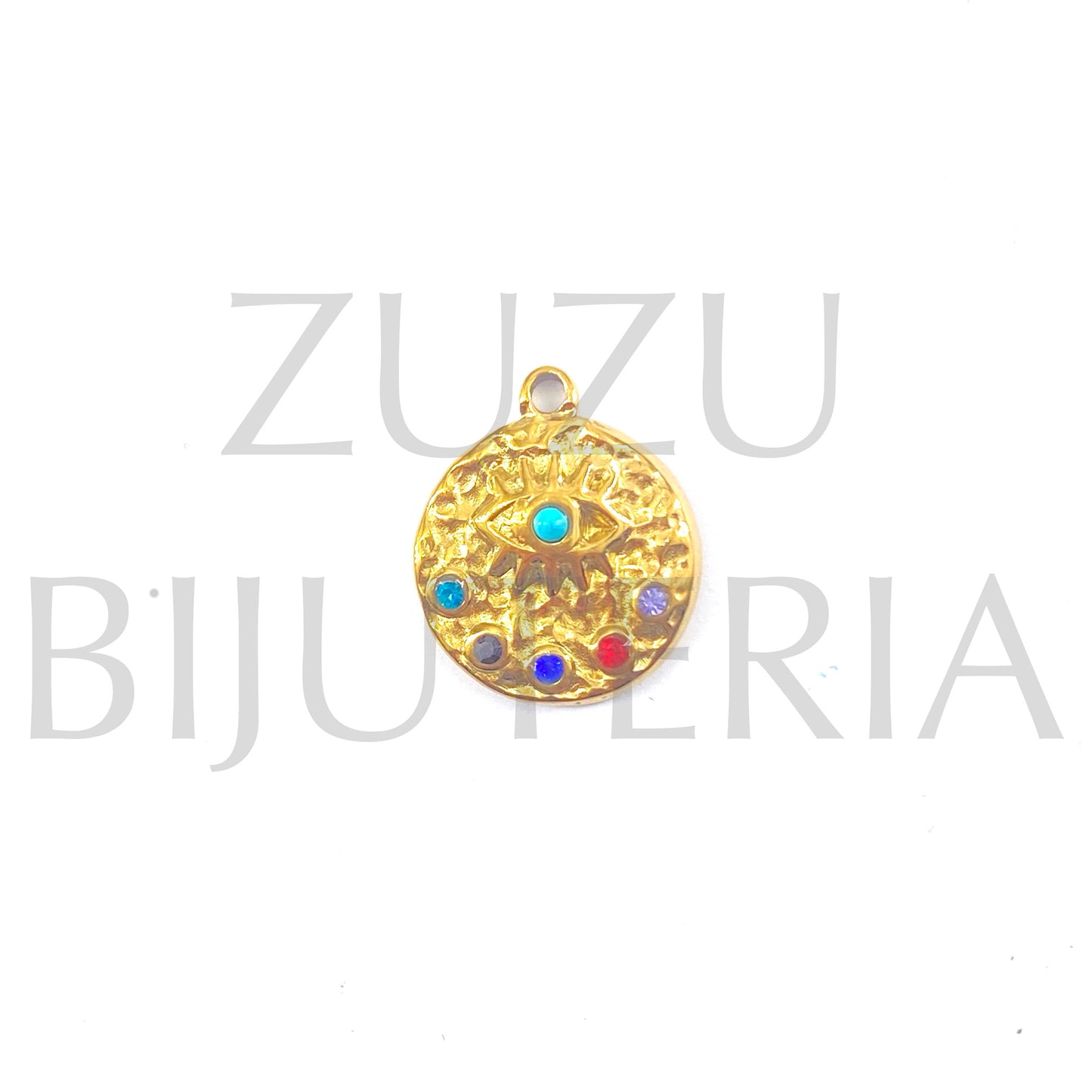 Eye Pendant with 15mm Zirconia - Stainless Steel