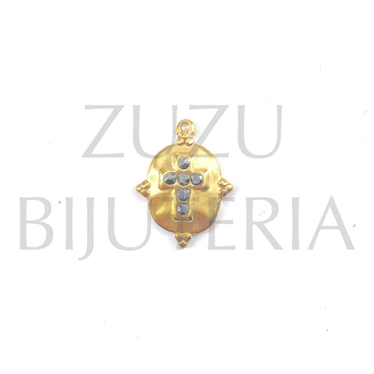 Cross Pendant with Zirconia 18mm x 16mm - Stainless Steel