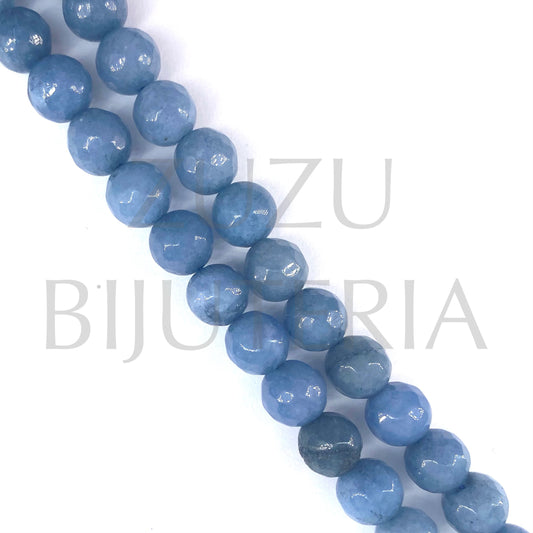 Fiada Pedra Ágata Facetada Azul Escuro 8mm (furo 1mm) Comprimento 38cm