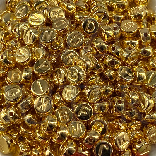 Assorted Golden Letters Bead 7mm (Pack 50pc)