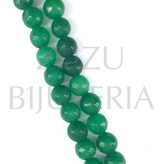 Fiada Pedra Ágata Facetada Verde 8mm (furo 1mm) Comprimento 38cm