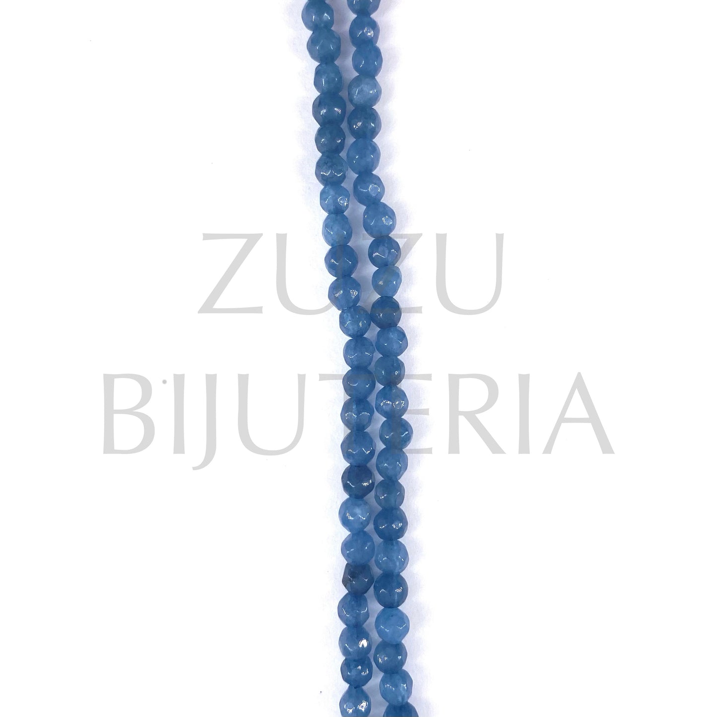 Fiada Pedra Agata Azul Escuro 4mm (furo 0.5mm) - Cumprimento 36cm