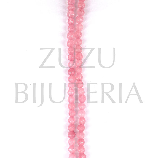 Fiada Pedra Agata Cor de Rosa 4mm (furo 0.5mm) - Cumprimento 36cm