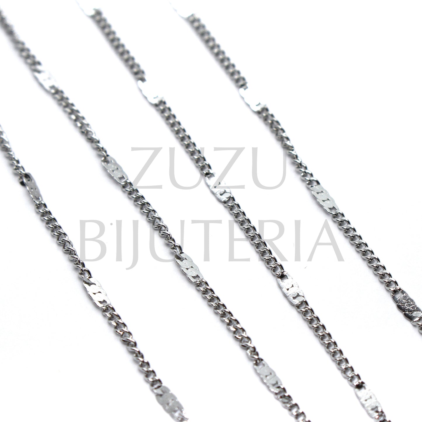 Chain Link with Details 1mm Silver - Stainless Steel