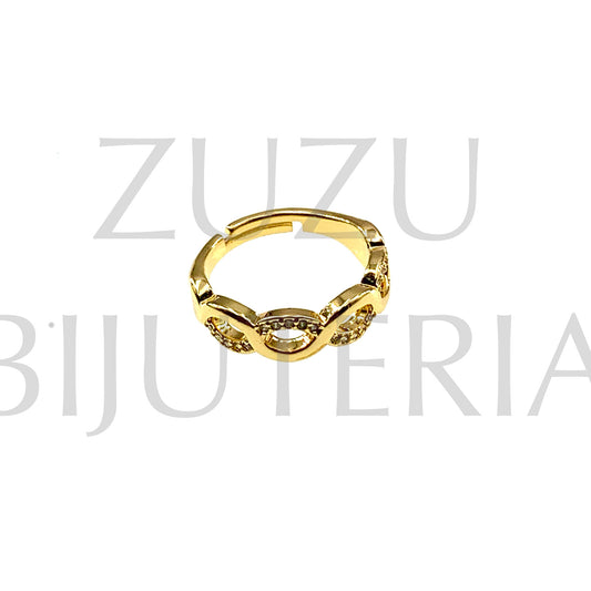Ring with Zirconia (Adjustable) - Brass