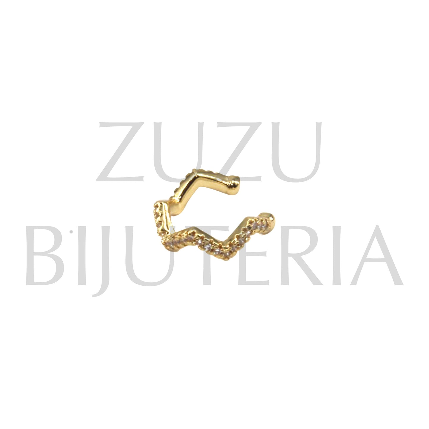 Anilha Dourado com Zirconias 14mm - Latão