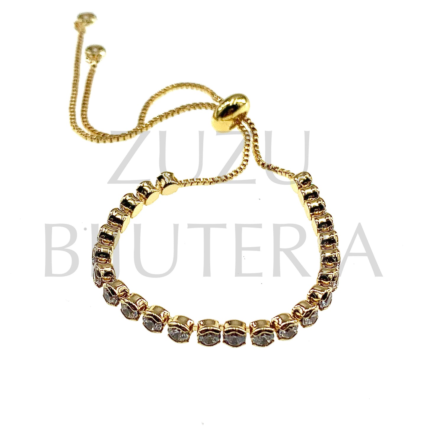 Pulseira Zirconias Dourado 90mm x 3mm (Ajustável) - Latão