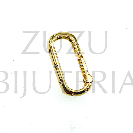 Pendant/Oval Clasp with Zirconia 26mm x 13mm - Brass