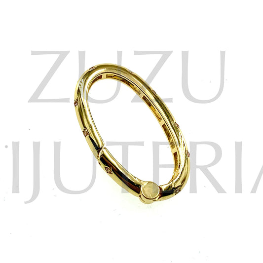 Pendant/Oval Clasp with Zirconia 26mm x 15mm - Brass