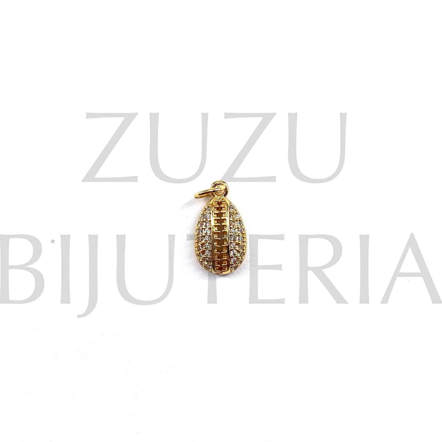Pendente Concha com Zirconias 12mm x 7mm - Latão