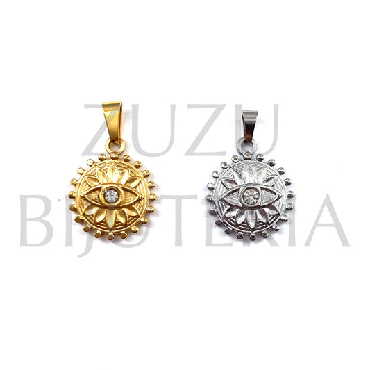 Eye Pendant with 17mm Zirconia - Stainless Steel