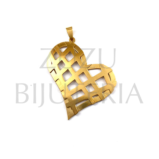 Golden Heart Pendant 50mm x 44mm - Stainless Steel