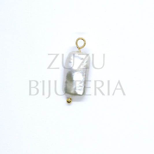 Natural Pearl Pendant 20mm x 10mm - Stainless Steel