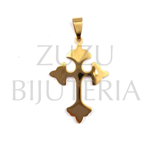 Golden Cross Pendant 40mm x 27mm - Stainless Steel