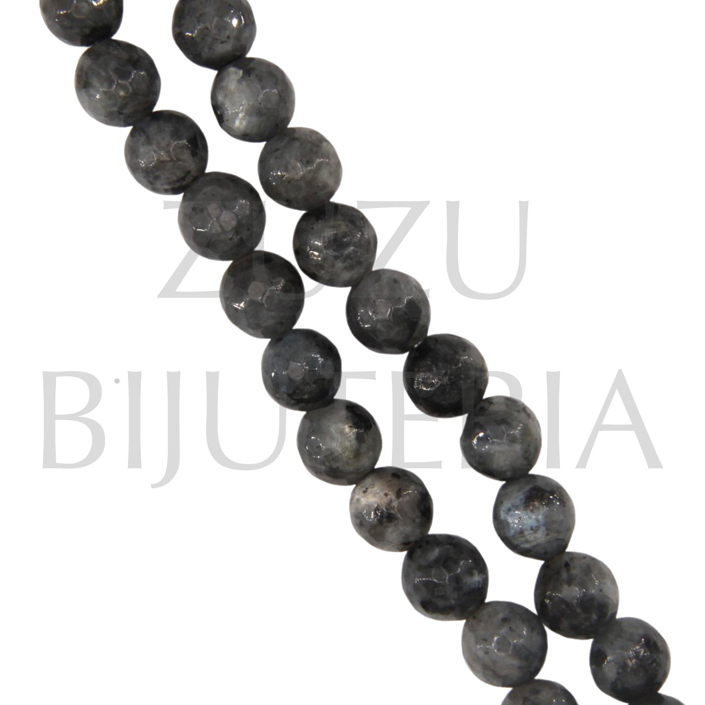 Row Stone Agate Gray Faceted 8mm (hole 1mm) Length 38cm