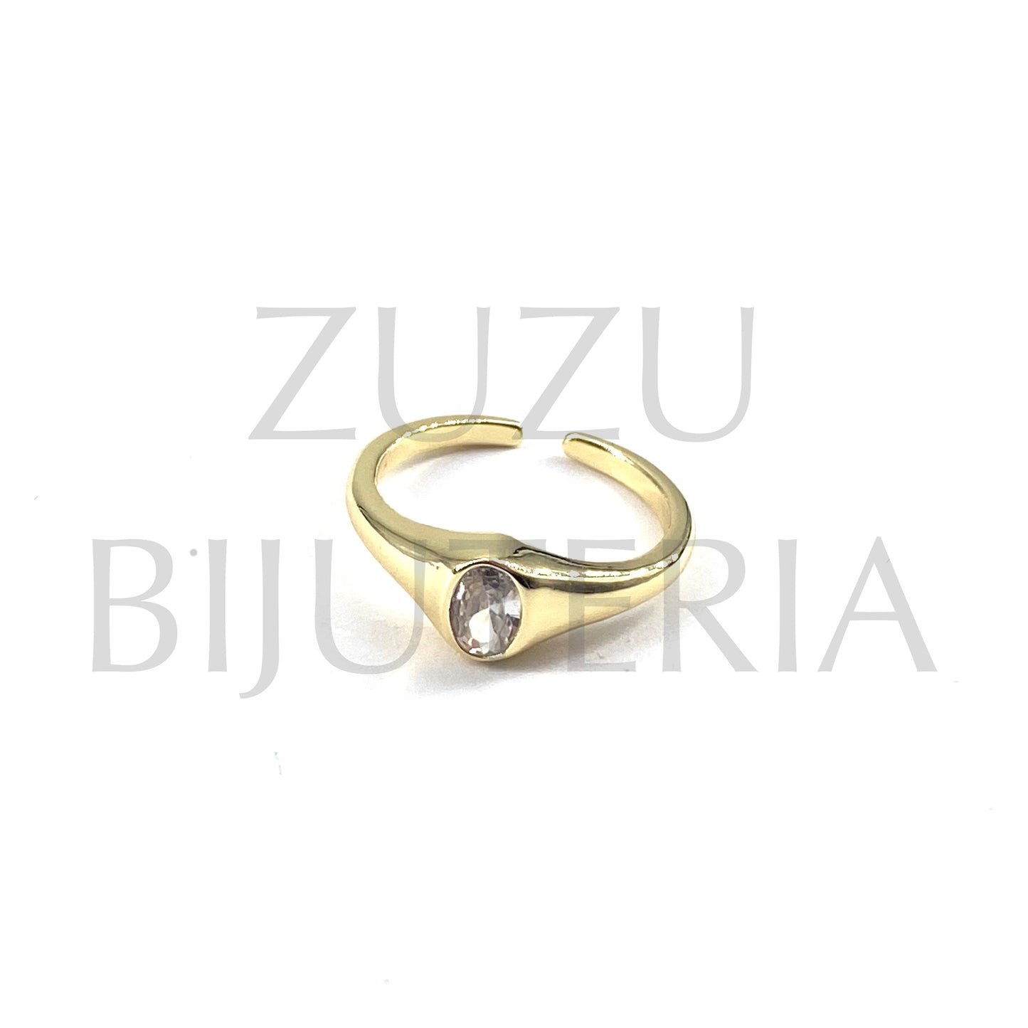 Ring with Zirconia (Adjustable) - Brass