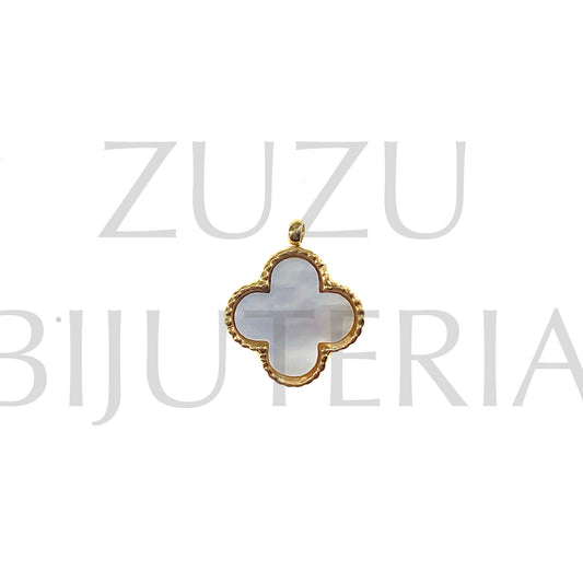 Flower Pendant with Mother of Pearl 15mm - Stainless Steel