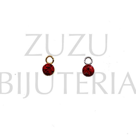 Pendente Zirconia Vermelho 4mm - Aço Inox