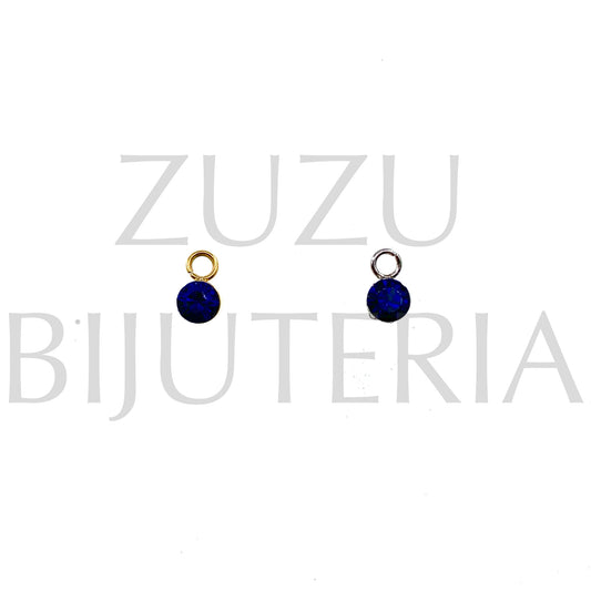 Pendente Zirconia Azul Escuro 4mm - Aço Inox