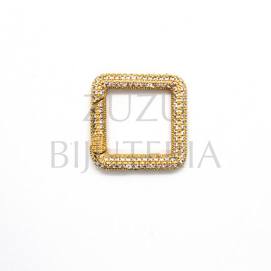 Square Clasp / Pendant with Zirconias 24mm - Brass