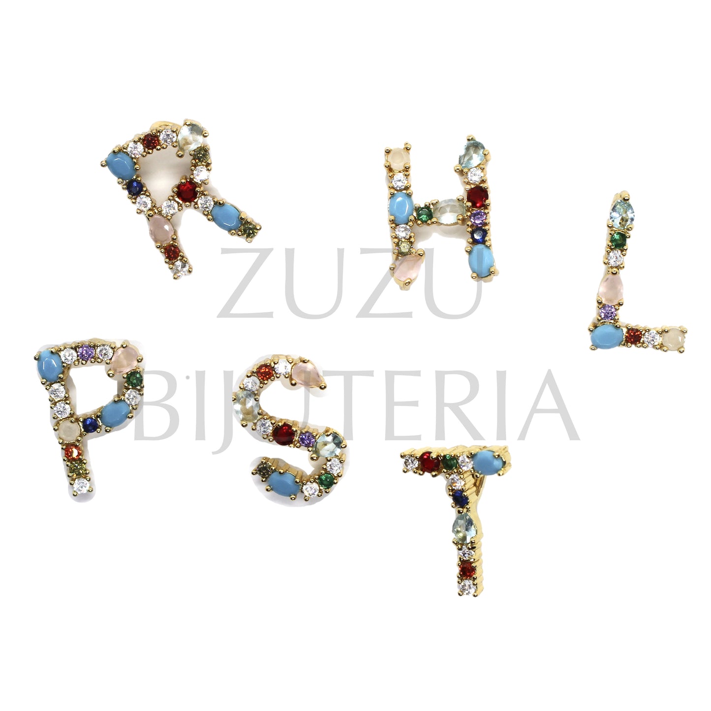 Letter Pendant with Zirconias 19mm x 15mm - Brass