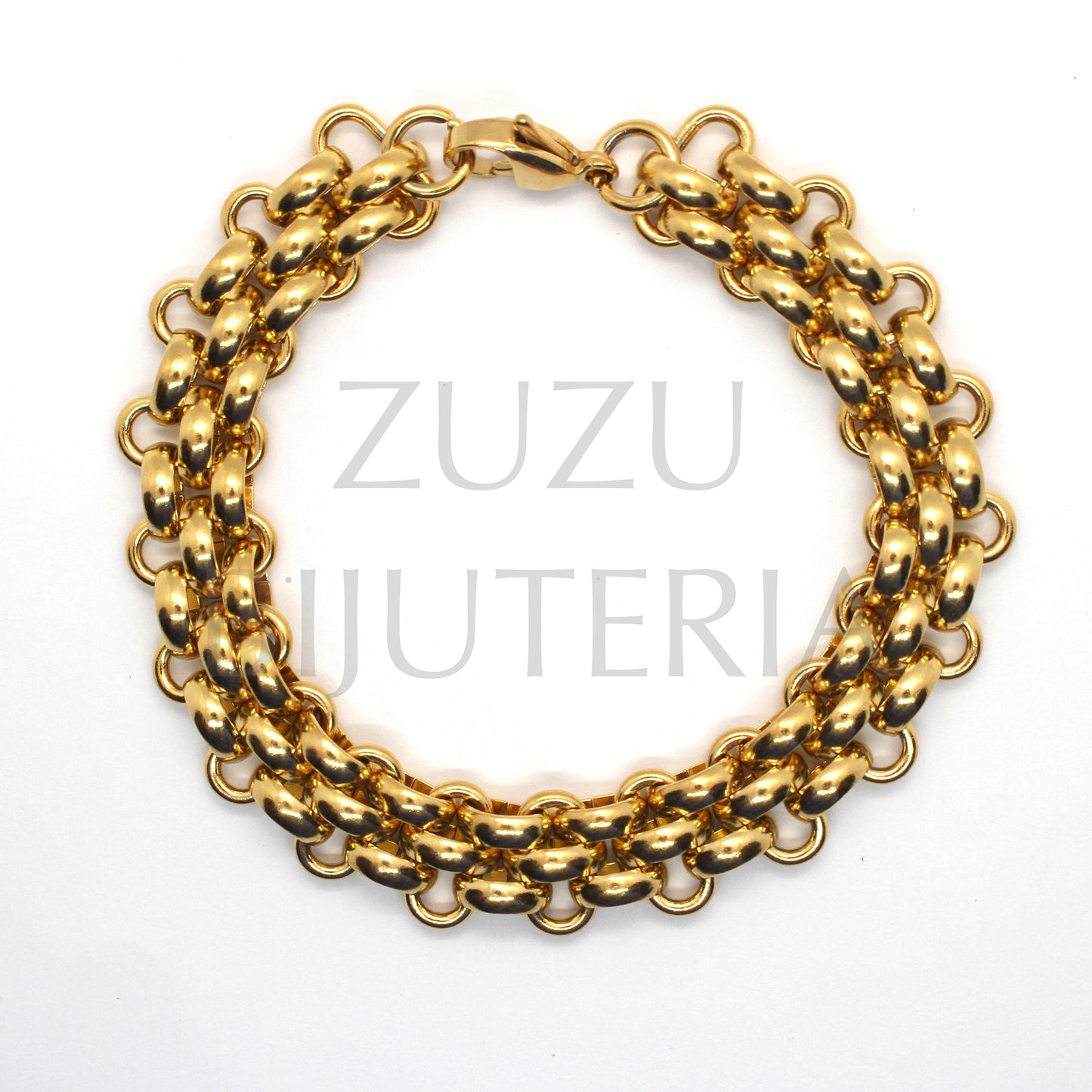 Pulseira Aço Inox 16cm + 5cm Dourado