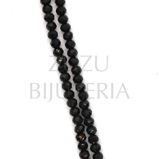 Faceted 3mm Faceted Crystals (1mm Hole) - Black (36cm)
