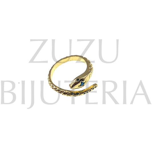 Cobra Ring with Zirconia (Adjustable) - Brass