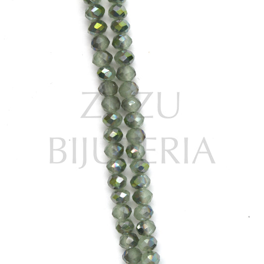 Faceted Crystals 3mm (Hole 1mm) - Mirror Green (36cm)