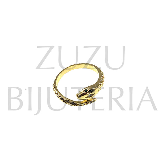 Cobra Ring with Zirconia (Adjustable) - Brass