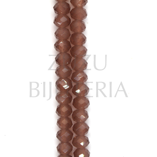 Faceted Crystals Line 4mm (Hole 1mm) - Matte Brown (45cm)