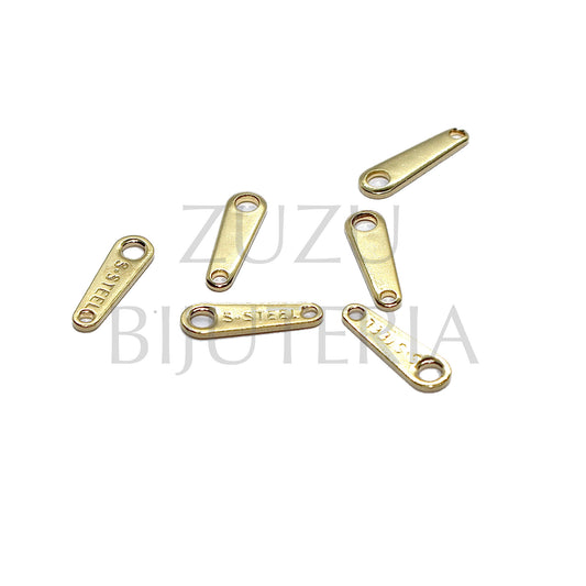 STAINLESS STEEL Pendant 10mm x 3mm Gold (PACK of 5) - Stainless Steel