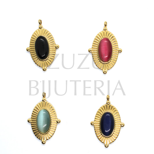 Pendente com Pedra Ágata 27mm x 17.5mm - Aço Inox